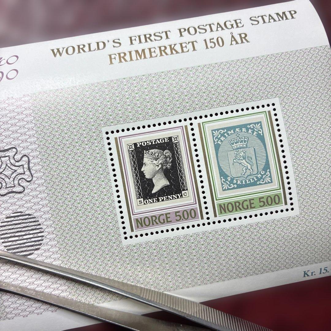 77051セール現品限 外国切手 ノルウェー発行ペニーブラック小型シート