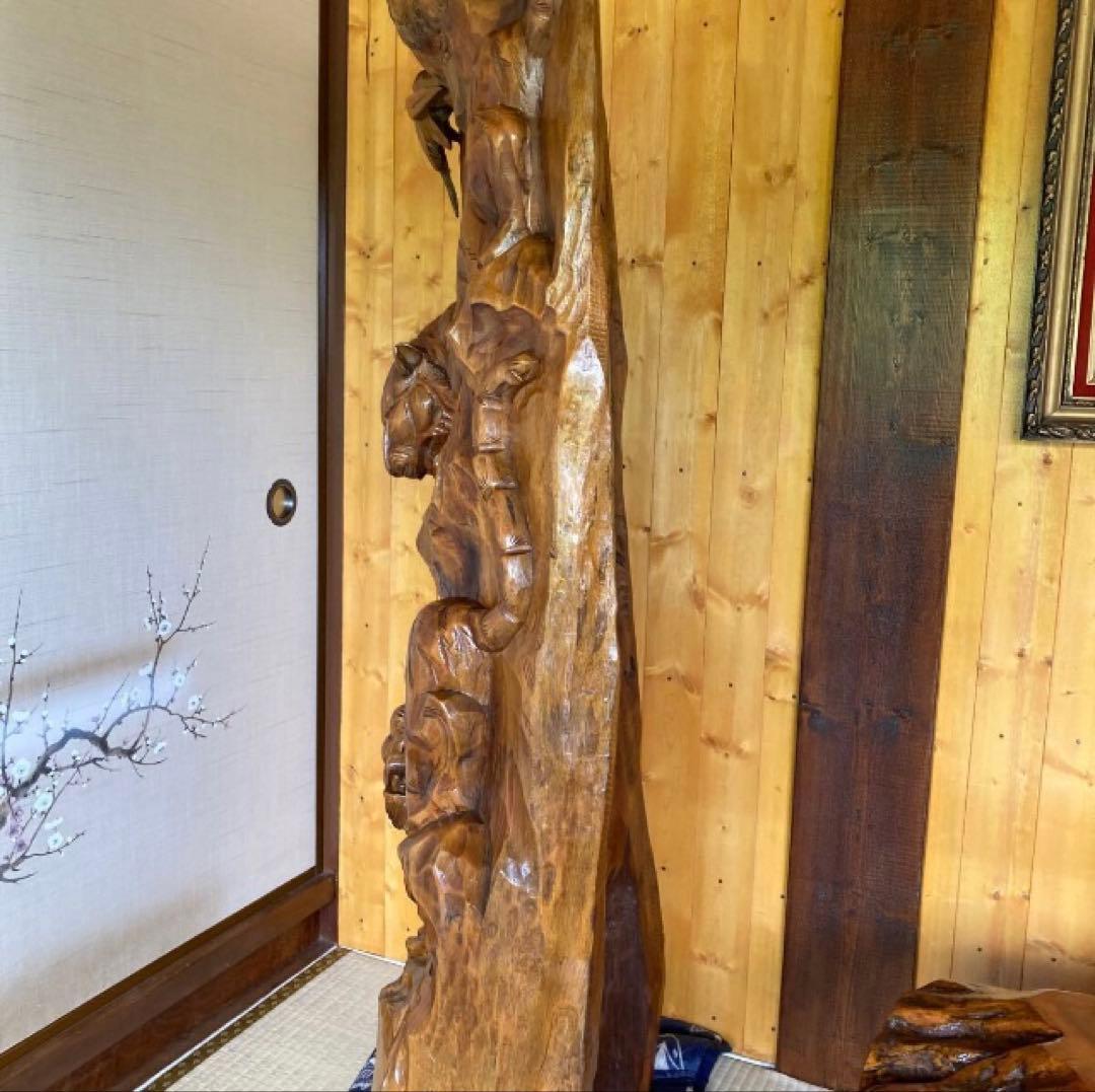 超特大木彫りの衛立 虎の置物 欅 虎の置物 木彫り