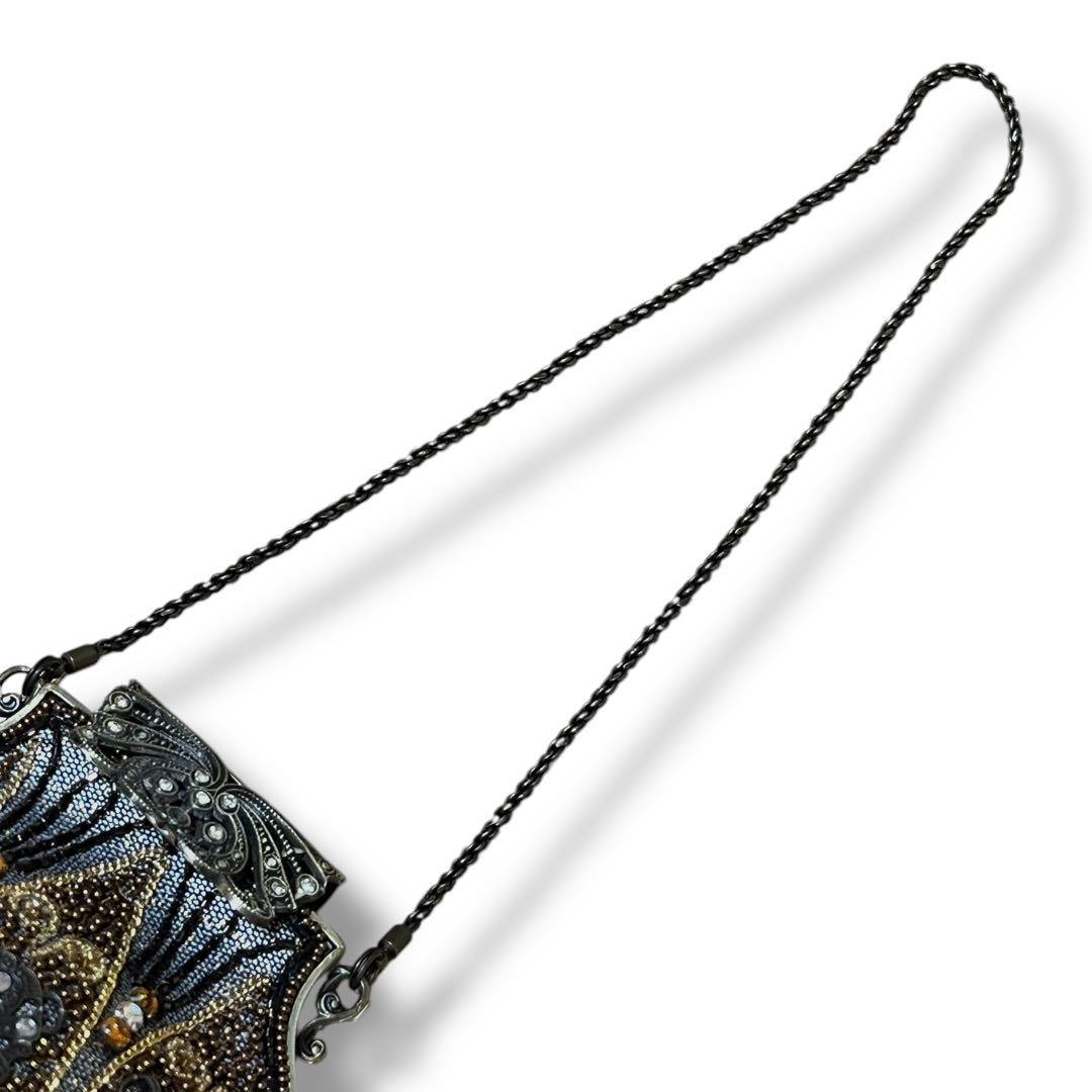 美品　ルミーはしもと　パーティバッグ　ビーズ刺繍　チェーン　皇室御用達