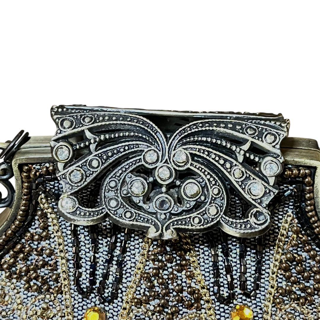 美品　ルミーはしもと　パーティバッグ　ビーズ刺繍　チェーン　皇室御用達