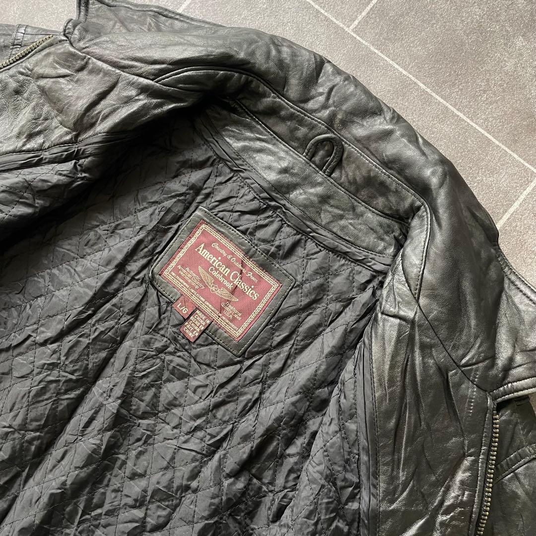 90-00s 本革 レザージャケット ブラック ライダース ブラック 黒 L 90