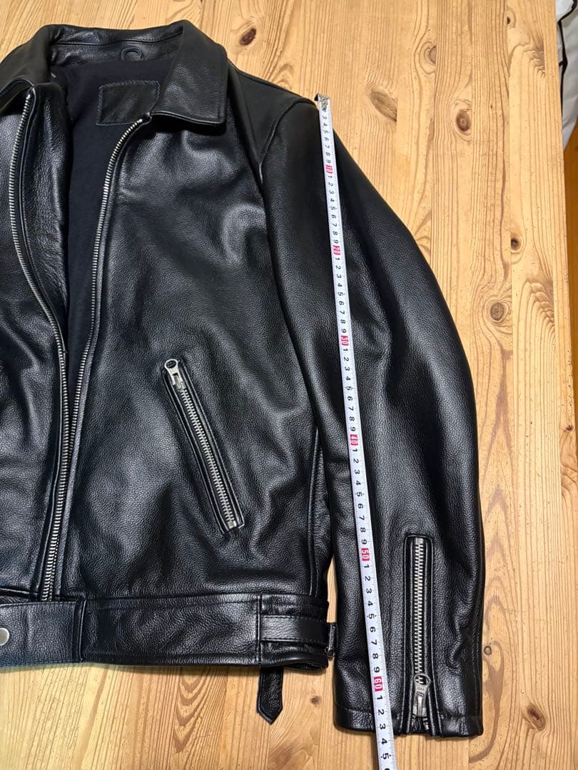 襟付き シングルライダース 美品 XL シープスキン 裏フリース ロンジャン