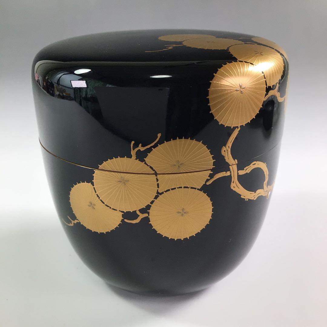 R328棗『蒔絵師西條一斎作』『唐松蒔絵』『大棗』共箱茶道具