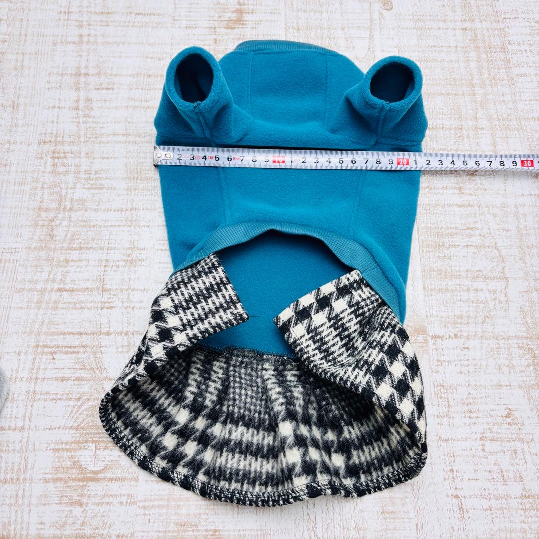 オーダーページ】犬服 セルリアンブルー×グレンチェック ツーピース(袖