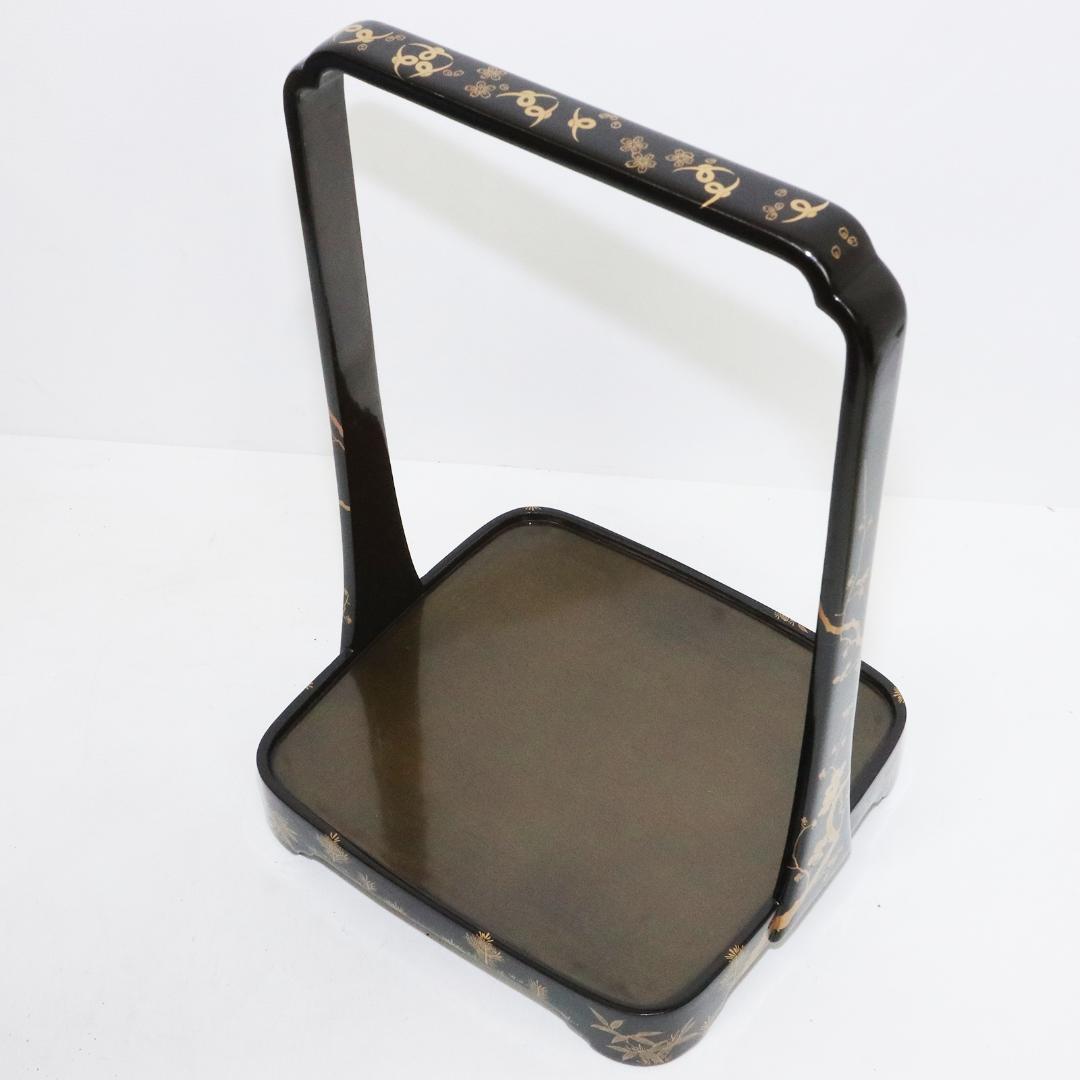 蒔絵 金彩 漆器 重箱 4段 梨地 岡持ち 木製 木箱付き