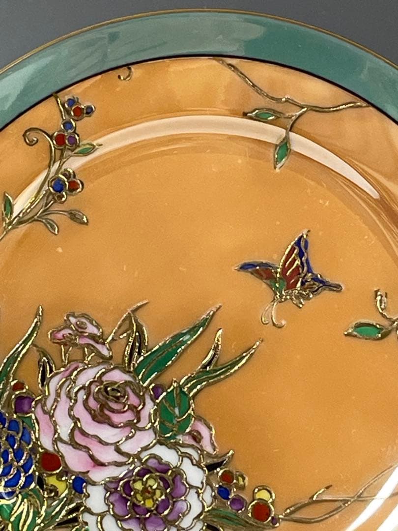 オールドノリタケ ラスター彩 ２枚セット 蝶 バラ 縁金盛り 小皿 プレート