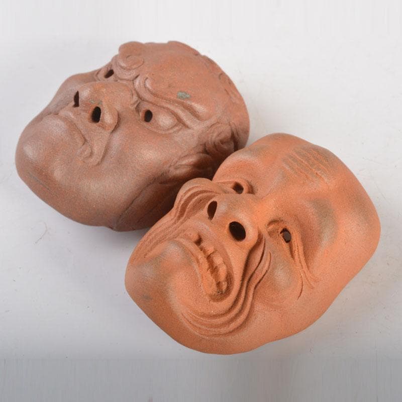 時代提げ物　朱泥　獣骨　面根付　在銘あり　7点まとめて　C　6714