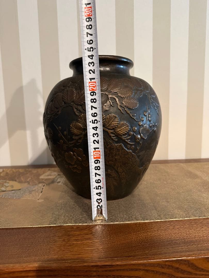 焼物銅製 縁起物松竹梅 花瓶 花器 壺 工芸品