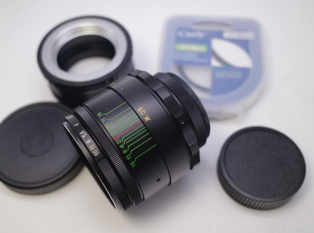 136 未使用品ぐるぐるボケレンズヘリオス44-2M42アダプター付