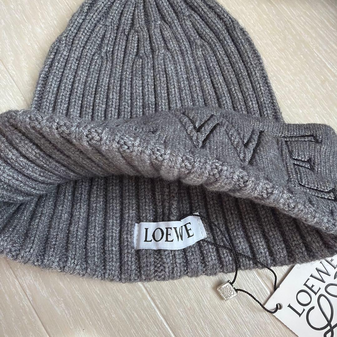 LOEWE グレー ニット帽 - メルカリ