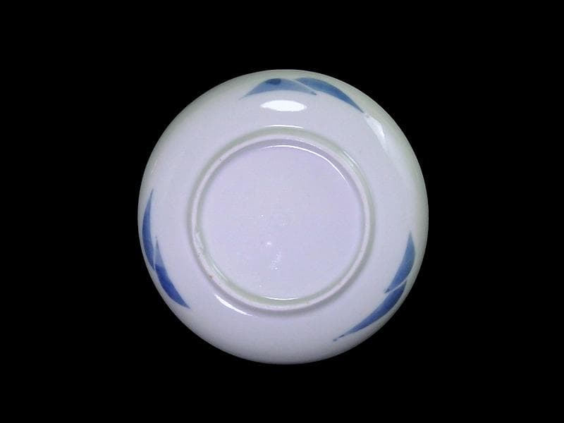 古伊万里　染付　山村に鳥　朝顔の図　３寸皿　豆皿　手塩皿　E595AS-CUc