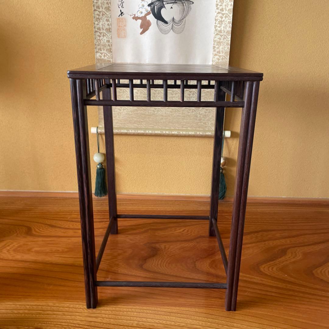 唐木懸崖1.1尺 盆栽台 黒檀 ビンテージ品 昭和レトロ 高卓(こうしょく