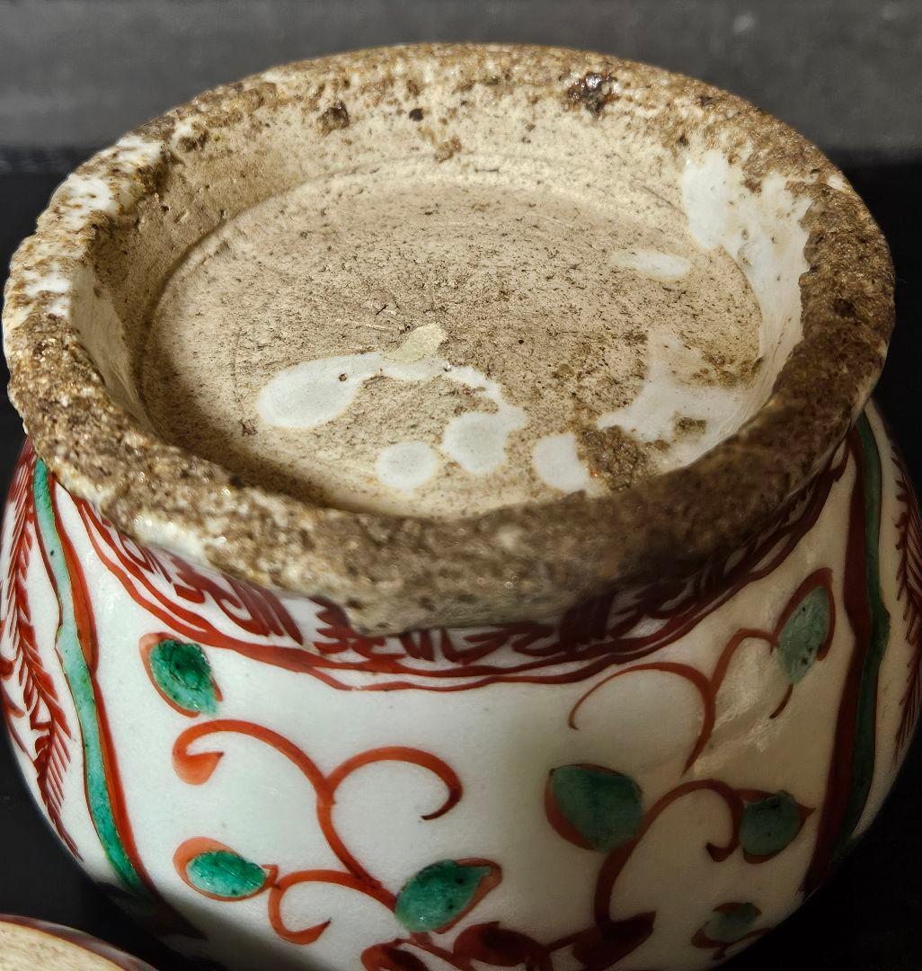 【本物保証❗】中国古陶磁　明朝明代　古赤絵　天啓赤絵　獅子摘　花に鳳凰の図　香炉