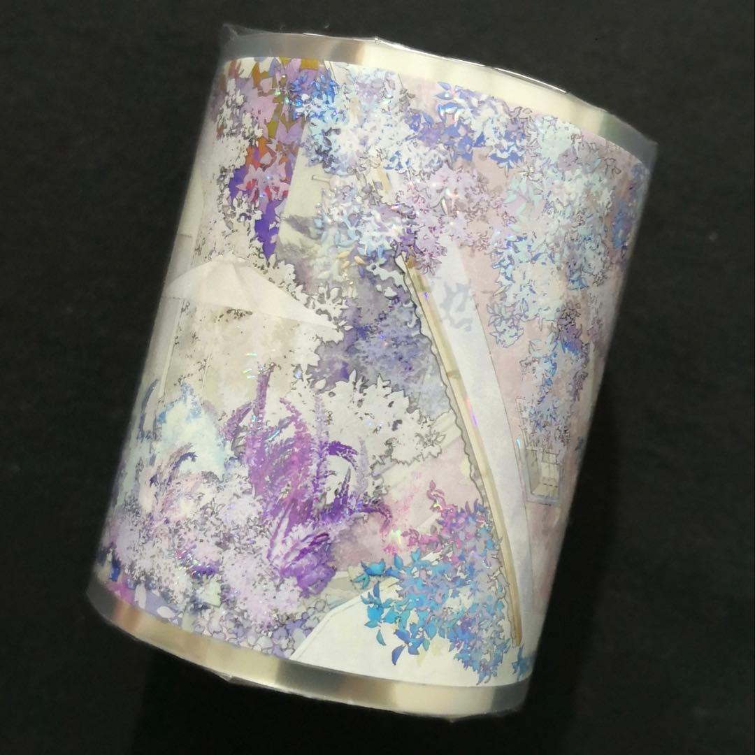 8764】海外 マステ 3/5/巻売り 貝殻光マスキングテープ 造景 紫系