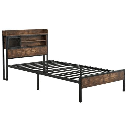 S ベッド コンセント 宮付き 収納  ヴィンテージ風 アイアンベッド