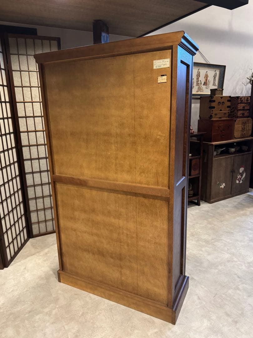 上質な重厚感☆国産旭川家具 EZO 飾り棚 本棚 ナラ材 高さ150cm