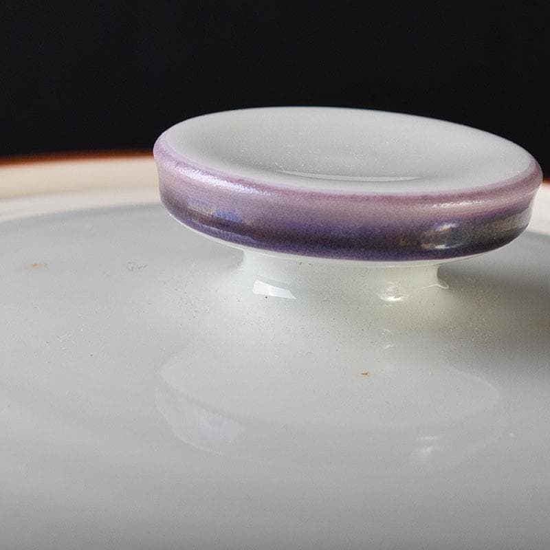 茶道具 京焼 二代 手塚玉堂作 白磁紫彩 竜車文 水指 共布共箱 V R8716