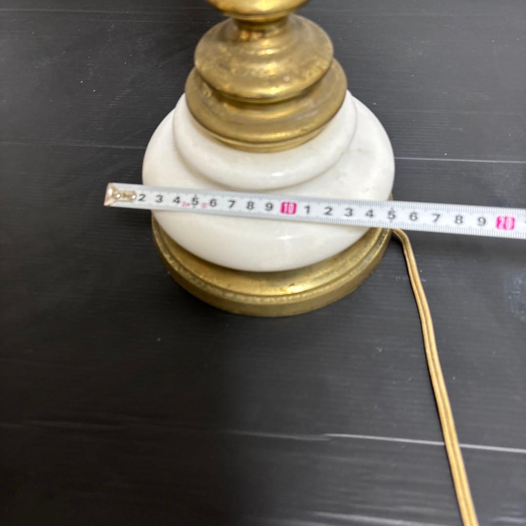 アンティークランプミルク色真鍮大理石