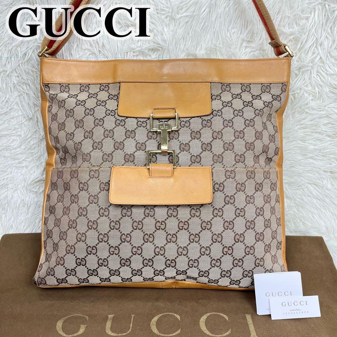 グッチジャッキーGGキャンバスショルダーバッグサコッシュブラウン