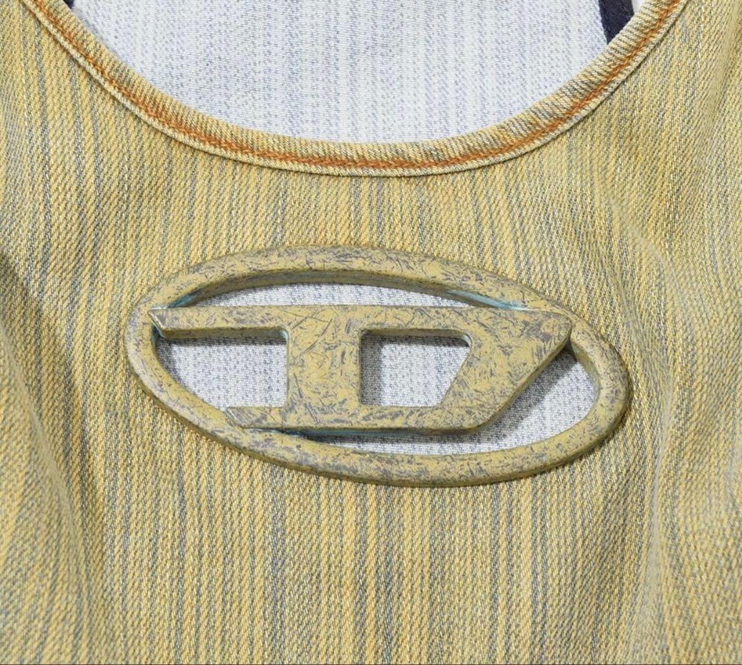 23AW ディーゼル DIESEL メタル Dロゴ 短丈 クロップドデニムトップ