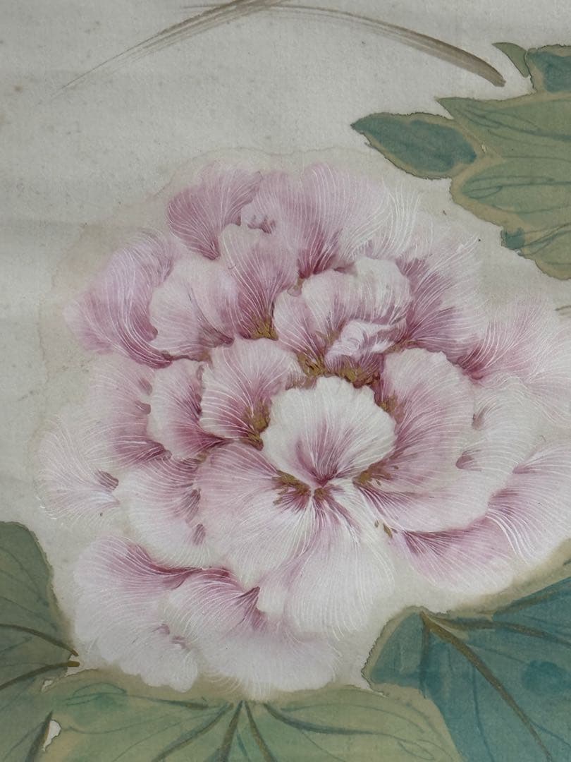 鈴木啓處筆　花鳥圖　紙本肉筆　掛軸　送料込み251029