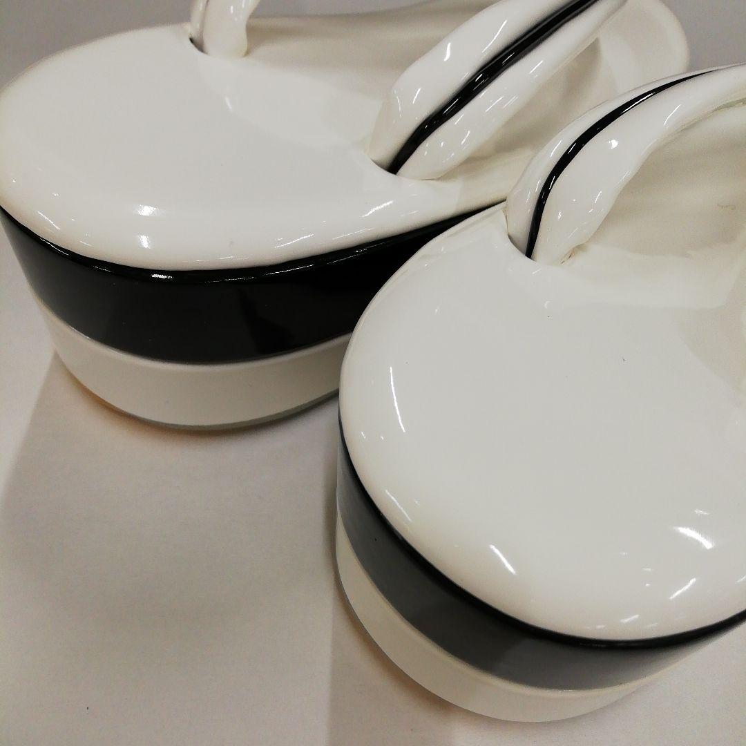 新品未使用☆　振袖用成人式 卒業式 　草履バッグセット　白黒　フリーサイズ45