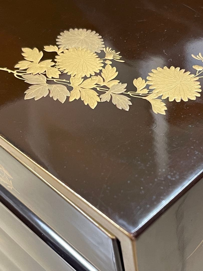 茶道具】蒔絵野弁当 野点 弁当箱 花見重 年代物 漆器 金蒔絵 重箱