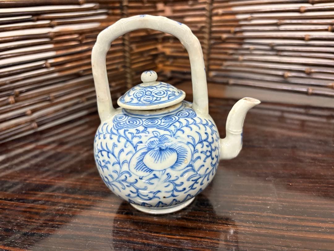 時代 染付 水指 茶道具 骨董 古玩 時代 染付 水指 茶道具 骨董 古玩