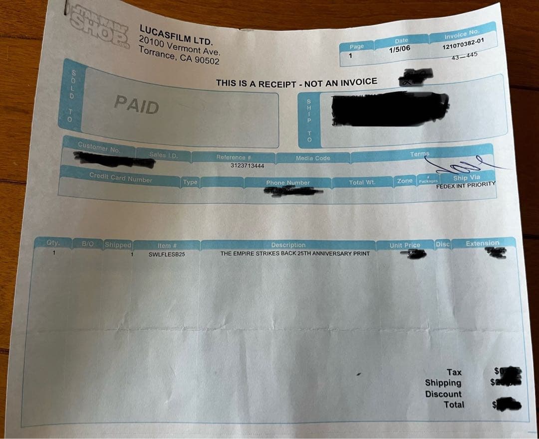 虎*郎様 STARWARS SHOP.com限定　帝国の逆襲25周年記念プリント