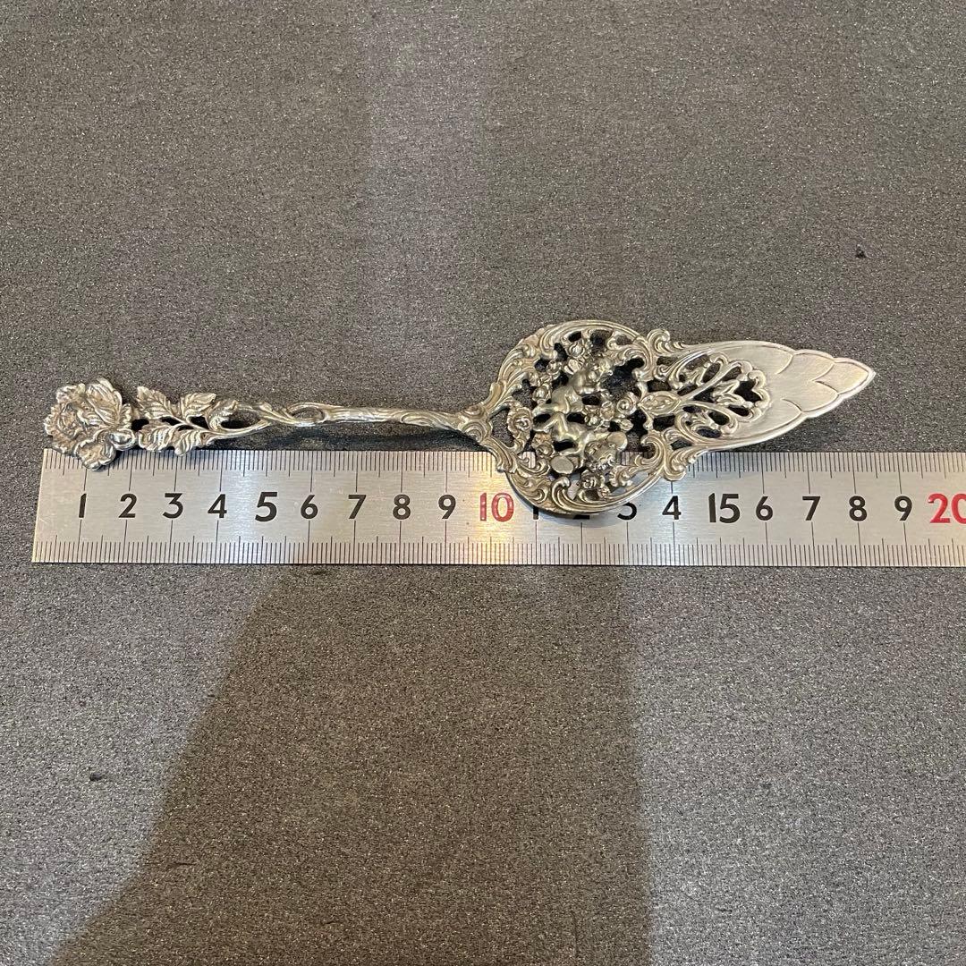 ドイツ ケーキサーバー ヴィンテージ 薔薇・天使　シルバー835