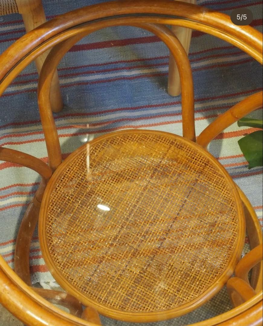 ラタン×ガラス ラウンドサイドテーブル【monoroom町田】