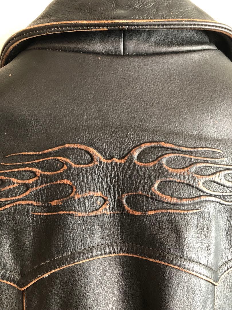 WIND ARMOR アメリカ産レザージャケット ファイヤーパターン エイジング