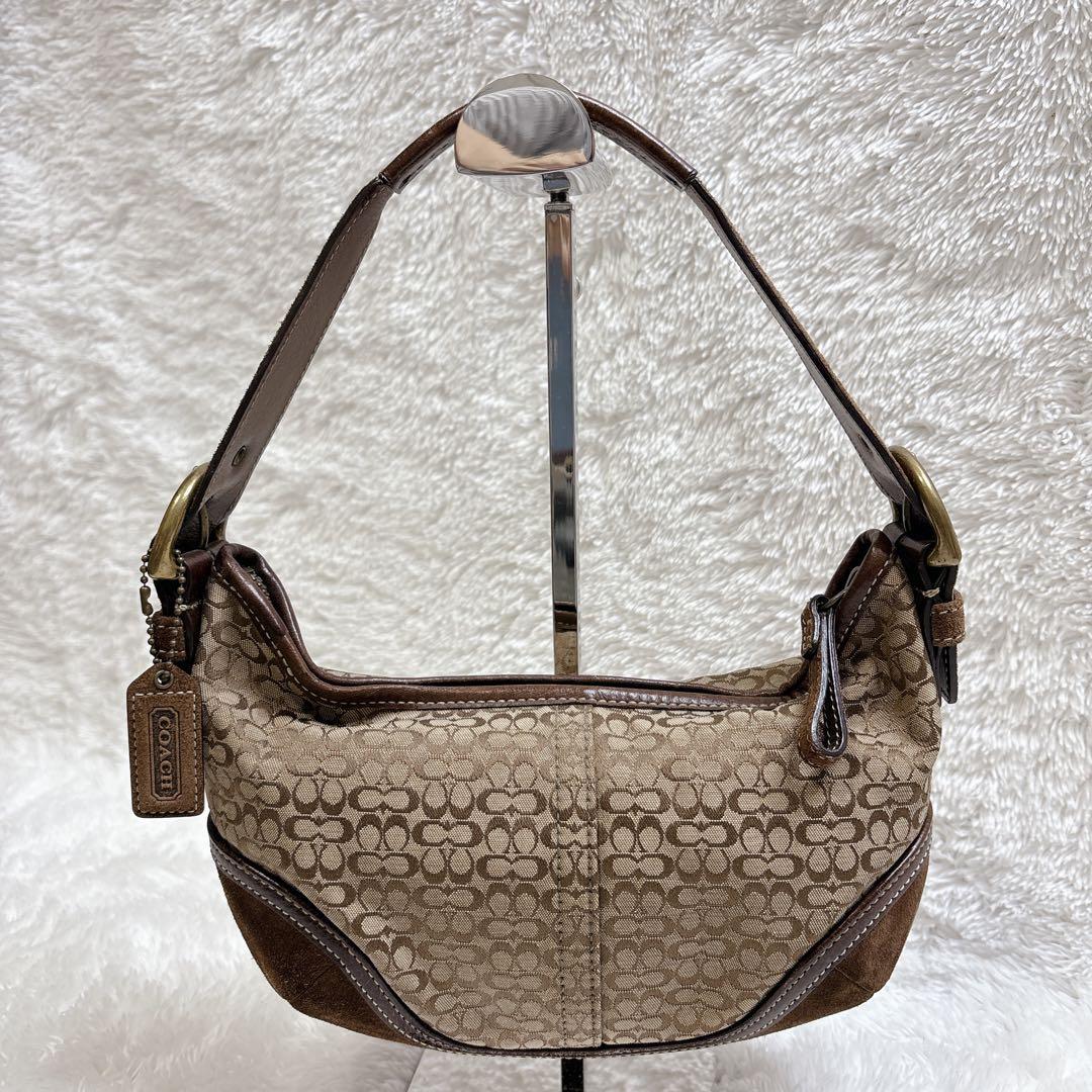 Coach ホーボー シグネチャー柄 ワン ショルダーバッグ ブラウン