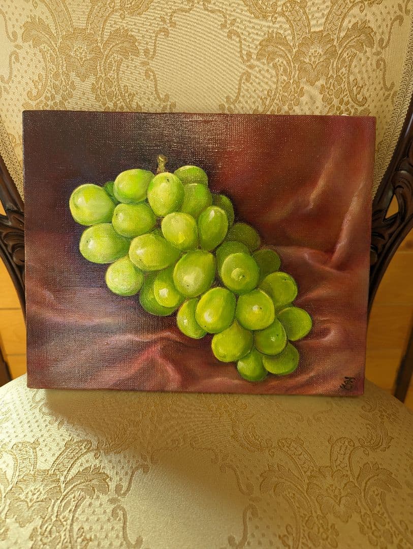 painterTMK作品 シャインマスカット油絵静物画絵画果物絵画