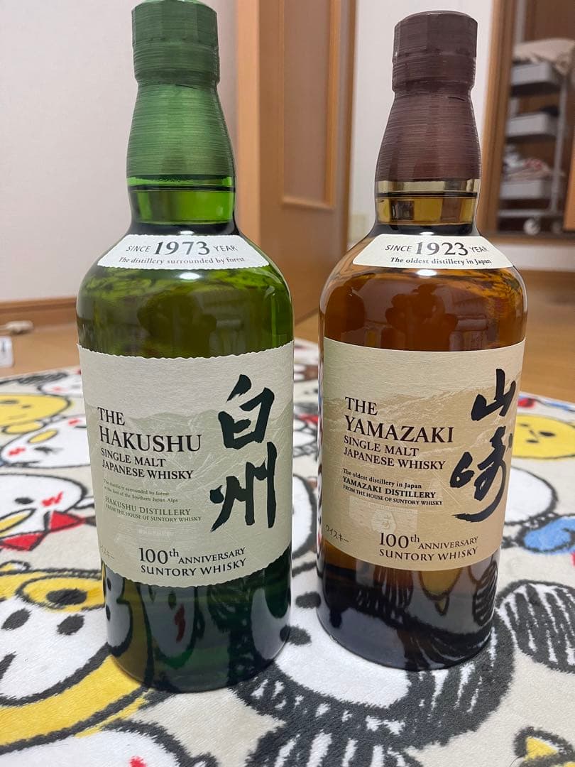 山崎12年・白州ノンエイジ100thラベル