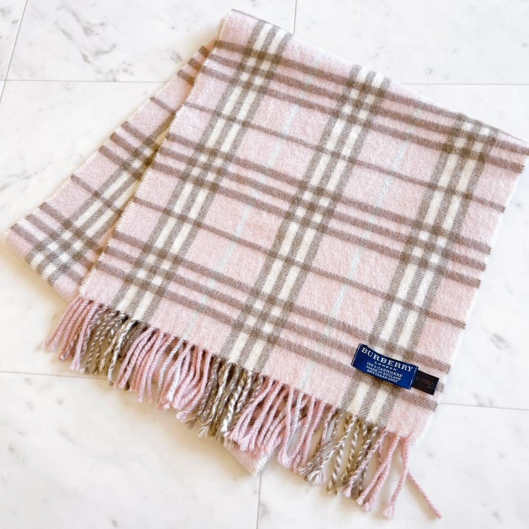 ✨希少✨バーバリーロンドン カシミヤ100% ノバチェック ピンク マフラー