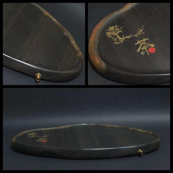 茶道具 歙州石 細工彫り茶道用茶盆 自然の形茶室飾り 美しい石目