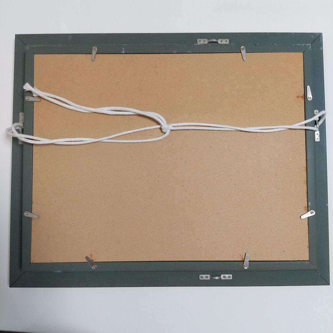 油彩画 川の風景 金色フレーム付き