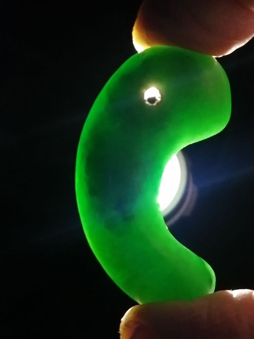 ★古墳期『糸魚川翡翠勾玉』出土品。4.8cm【超琅玕翡翠】最高峰の巨大勾玉です。