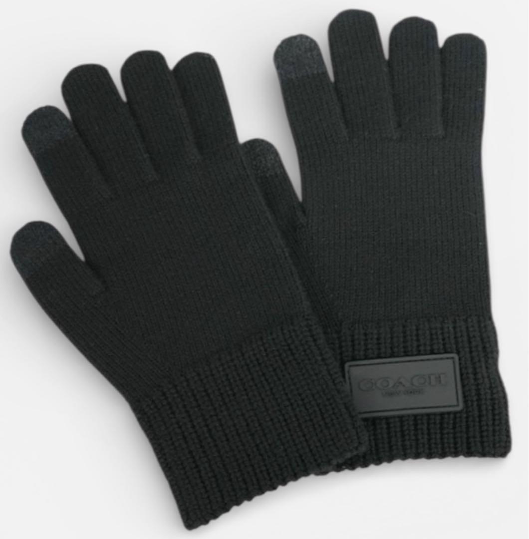 新品 ショッパー&ギフトボックス付 COACH ニット手袋 サイズL/XL