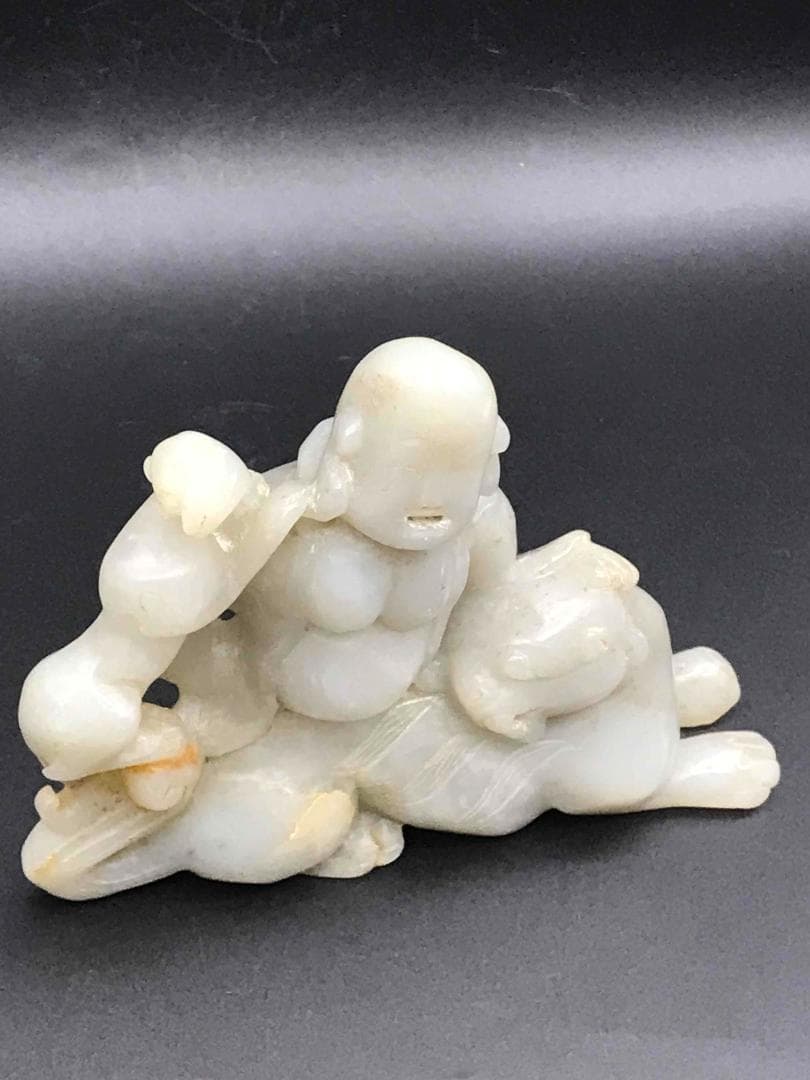 和田玉 清時代 弥羅菩薩神獣和田玉彫り 置物 鑑賞物 古