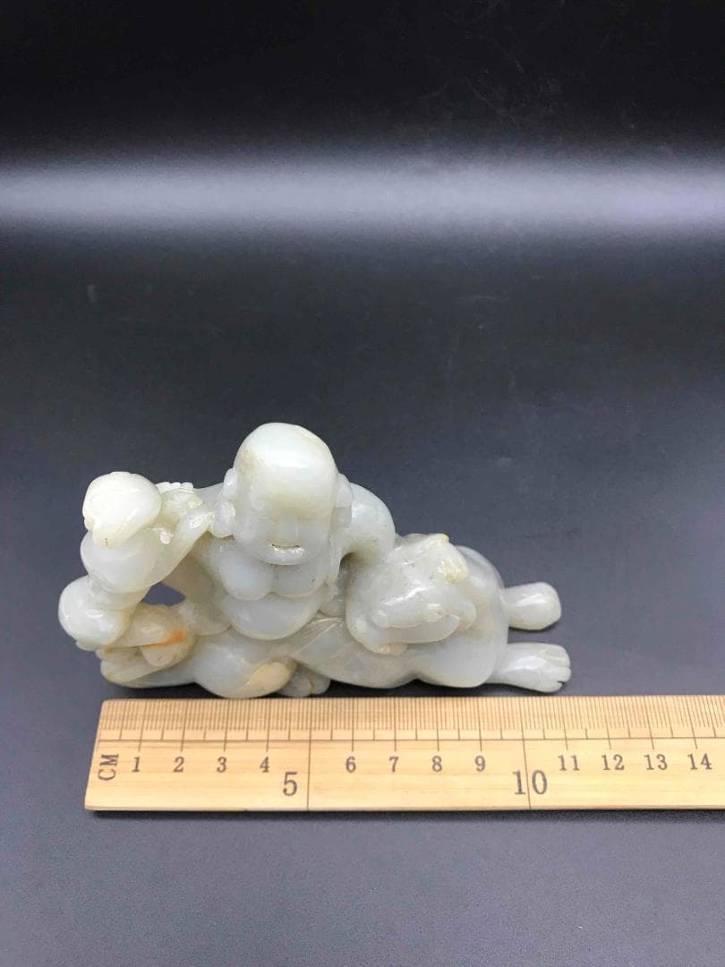 和田玉 清時代 弥羅菩薩神獣和田玉彫り 置物 鑑賞物 古