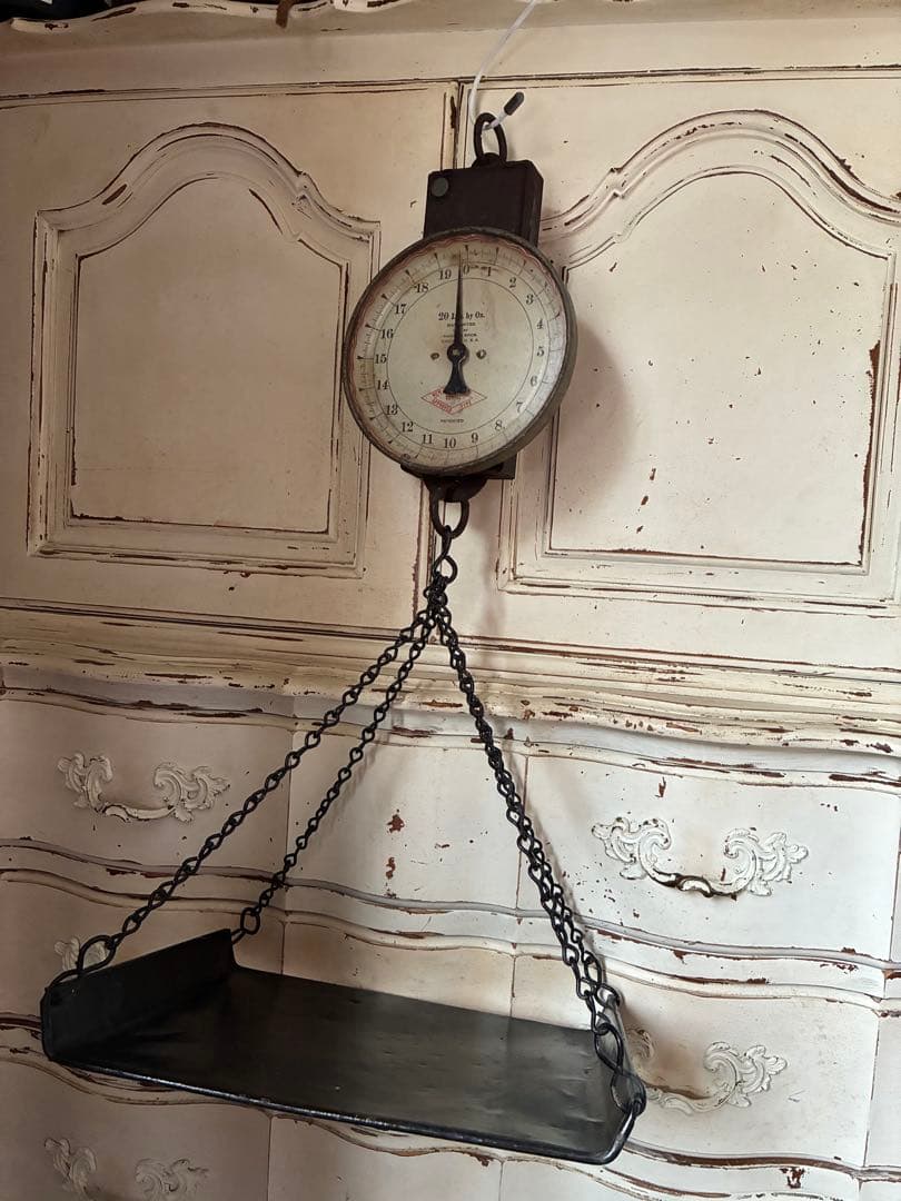 アンティーク ハンギング スケール お皿チェーン付き 秤はかり