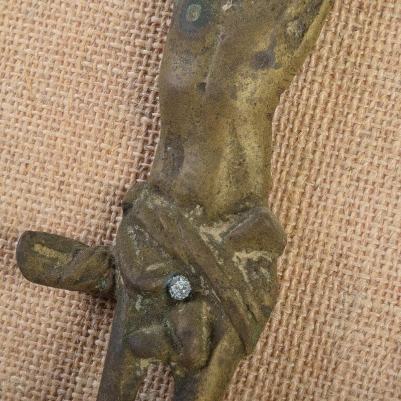 キリスト教 銅製 キリスト磔刑像 額装 C 9172 美術品・アンティーク