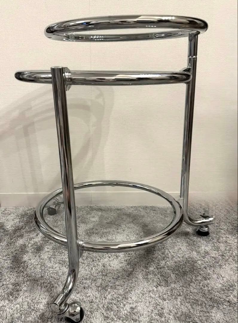 ミッドセンチュリー テーブル ガラス 3段サイドテーブル モダン 机