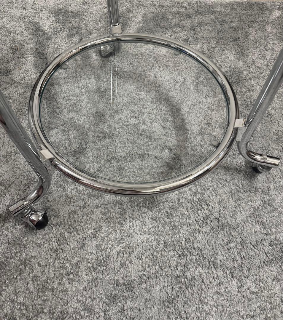 ミッドセンチュリー テーブル ガラス 3段サイドテーブル モダン 机