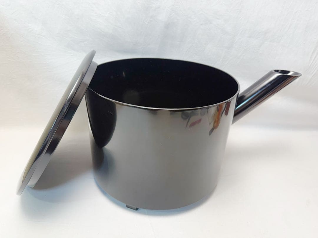 未使用 茶道具 木製黒真塗 水差し 大口水指 利休好写し 元箱