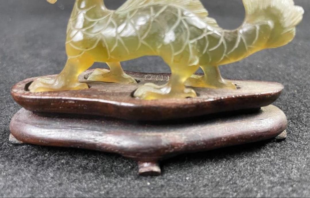 希少時代物 天然石 置物 オブジェ 骨董品 彫刻 龍 青龍 麒麟 翡翠