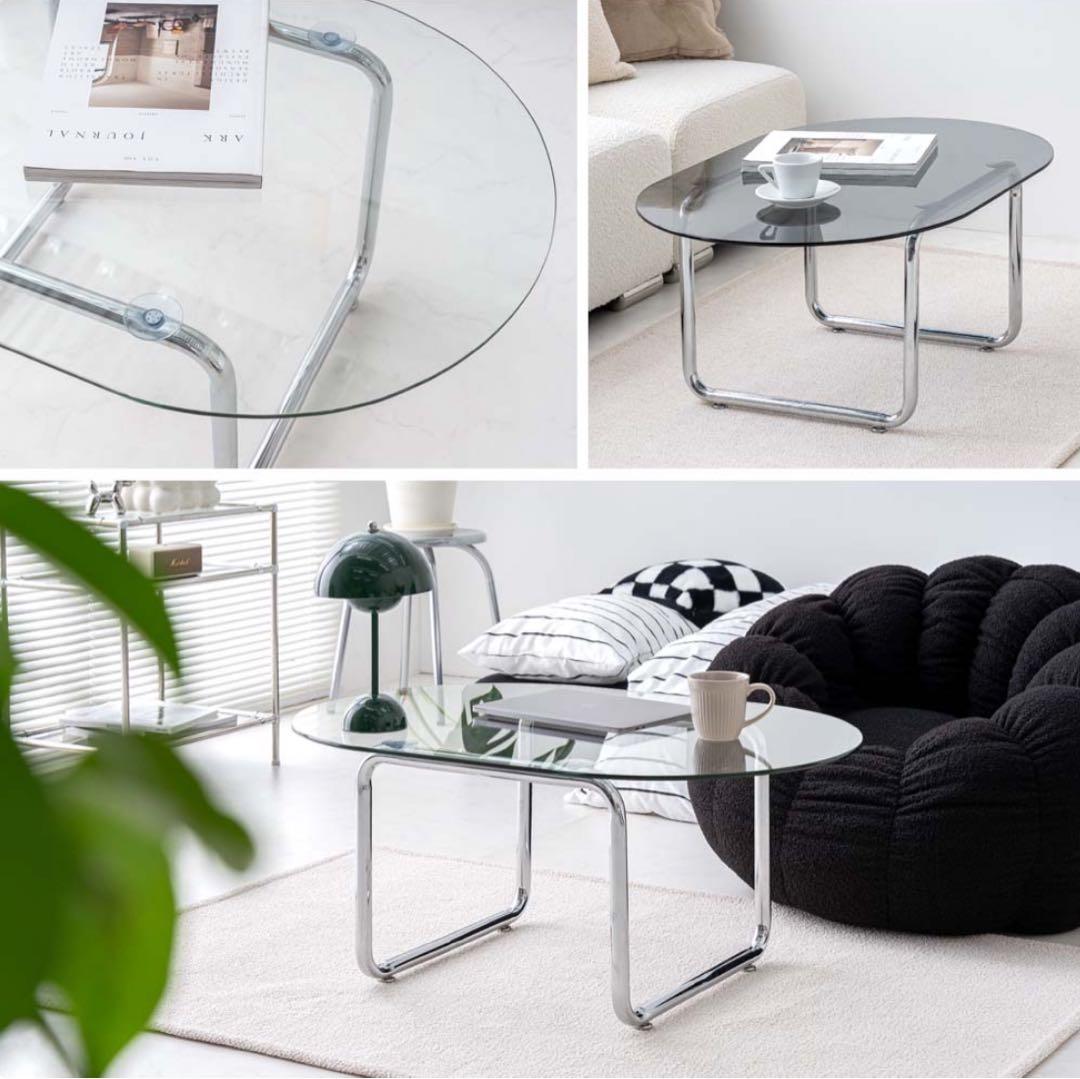 ミニマリスト円形ガラステーブル 韓国インテリア風 - メルカリ