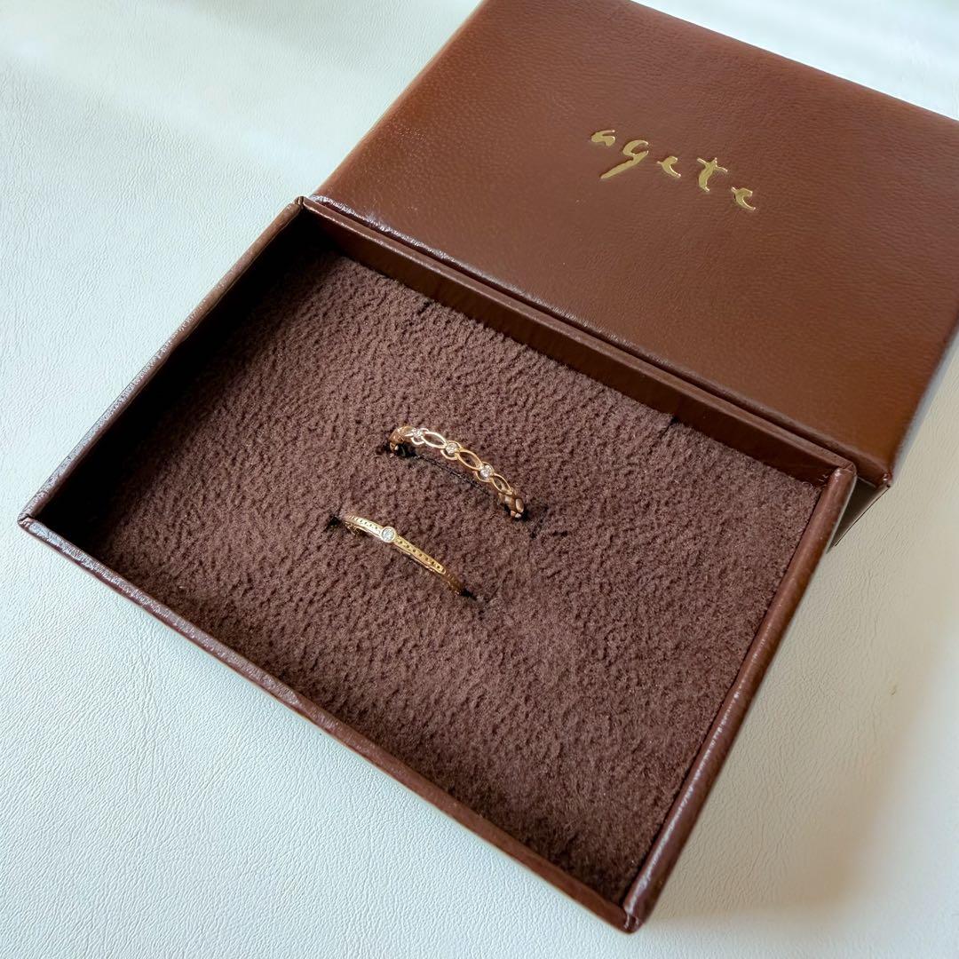 【agete2点セット】k10 リング＋ピンキーリング　11号　3号